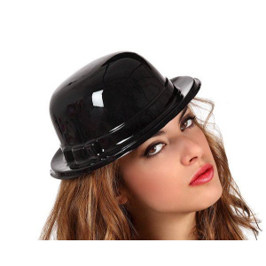 HAT PLASTIC BOWLER BLACK PVC