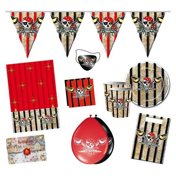 RED, BLACK AND BROWN PIRATE PARTY PACK RED BANDANA PIRATE