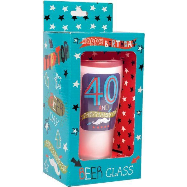 KEEPSAKE GLASS BEER FOR 40TH BIRTHDAY