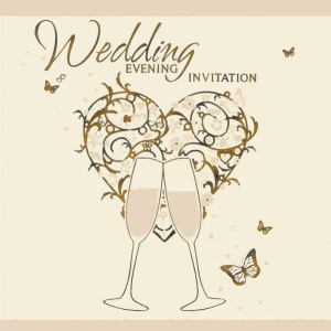 INVITATION WEDDING EVENING FOIL 6 PK