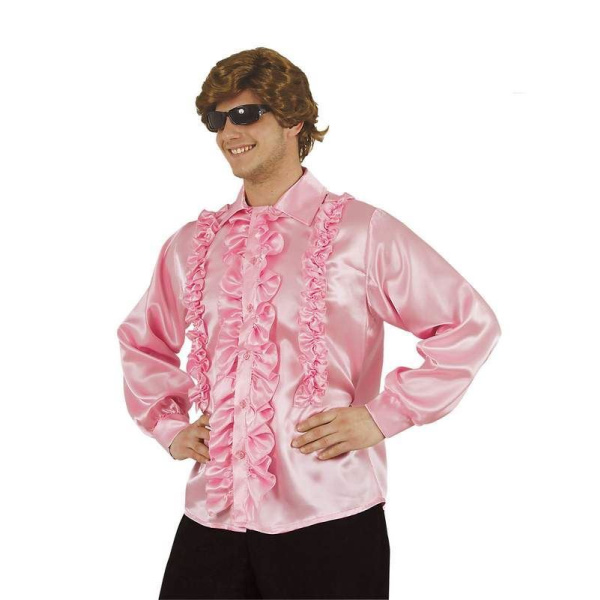 SHIRT WITH FRILLS PINK X LARGE