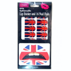 LIP TATTOO & 16 NAIL FOILS UNION JACK