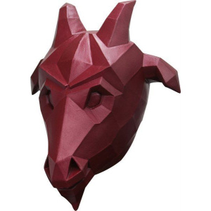 RED LOW POLY ART GOAT HEAD MASK