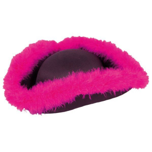 HAT PIRATE BLACK FELT WITH PINK FUR