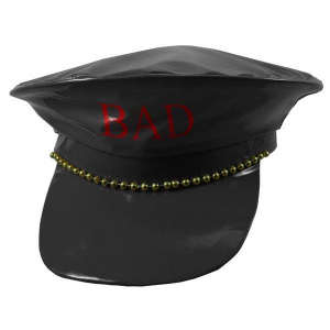 HAT POLICE FAKE LEATHER "BAD GIRL" BLACK