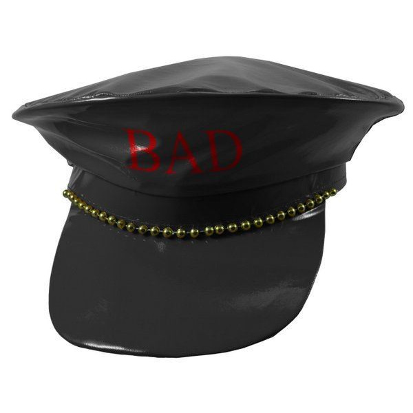 HAT POLICE FAKE LEATHER "BAD GIRL" BLACK