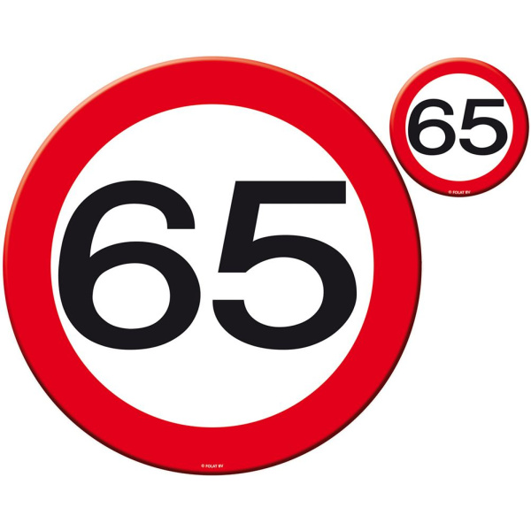 PLACE MAT TRAFFIC SIGN 65TH BIRTHDAY