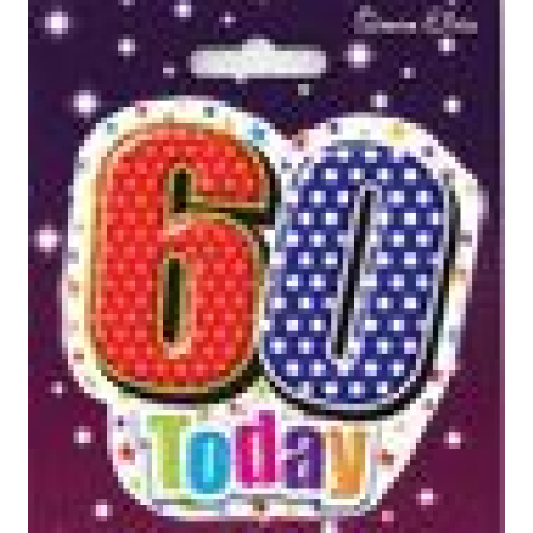 HAPPY BIRTHDAY AGE 60 BADGE SHAPED