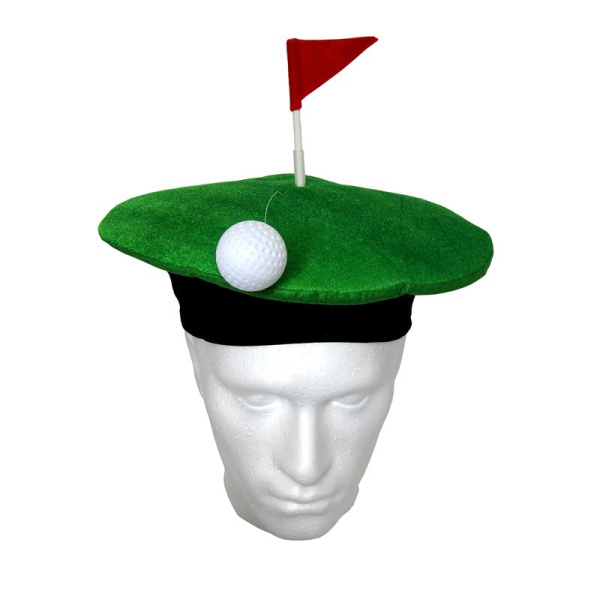 NOVELTY GOLF HAT GREEN WITH FLAG & BALL