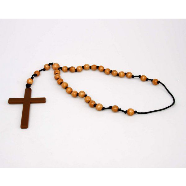 WOODEN ROSARY BEADS & CROSS