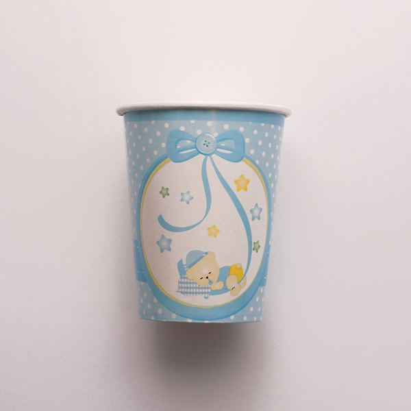 SLEEPING TEDDY BABY BLUE CUPS 250CC PK8