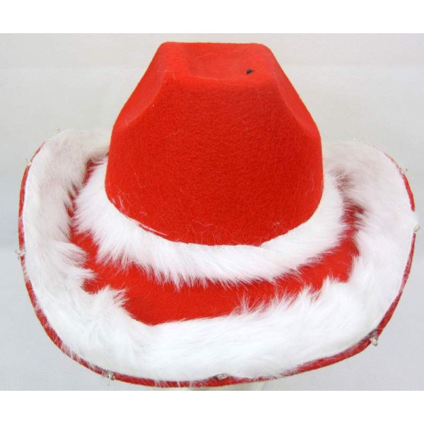 HAT COWBOY RED WITH WHITE PLUSH TRIMS