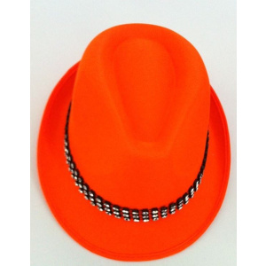 HAT TRILBY SATIN ORANGE WITH DIAMOND 59C