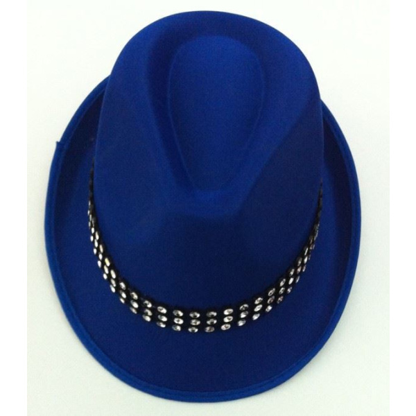 HAT TRILBY SATIN BLUE WITH DIAMOND 59CM