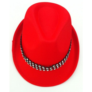 HAT TRILBY SATIN RED WITH DIAMOND 59CM