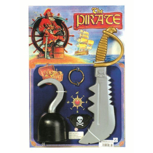 PIRATE SET - HOOK SWORD PATCH EAR RING