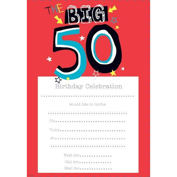 INVITATION BIRTHDAY 50TH MALE 20 S