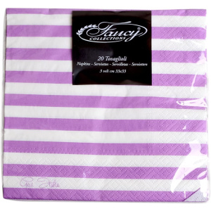 NAPKINS STRIPE 3PLY 33 X 33CM PURP