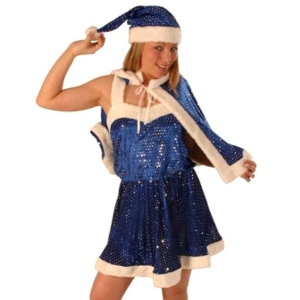 SANTA MISS VELVET BLUE SEQUIN 4P