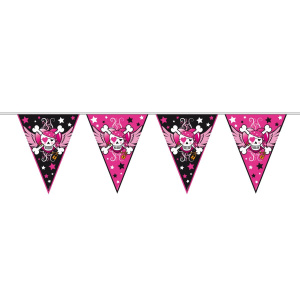 PINK AND BLACK PIRATE BUNTING 10MTR LENGTH