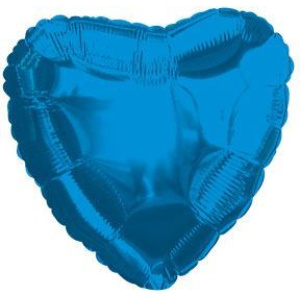 BALLOON FOIL - HEART METALLIC BLUE