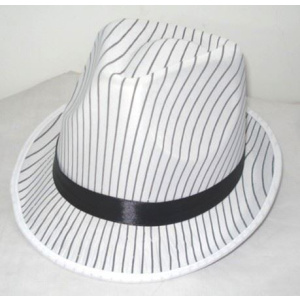 HAT TRILBY STRIPES WHITE WITH BLACK