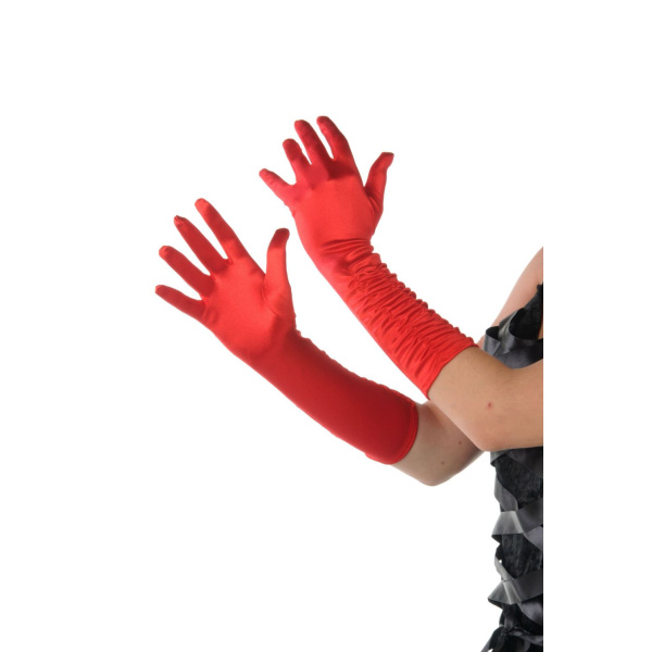 RED RUFFLE LONG GLOVES