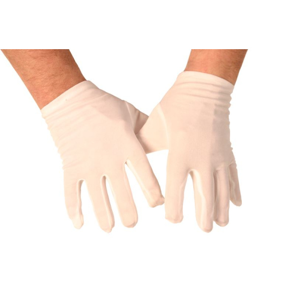 SHORT WHITE GLOVES WITH RIBBED BACK