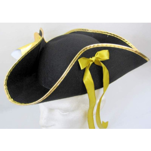 HAT TRICORN FELT BLACK & GOLD