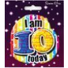 HAPPY BIRTHDAY AGE 10 BADGE SHAPED