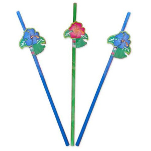 STRAWS WITH FLOWERS 24CM 8'S