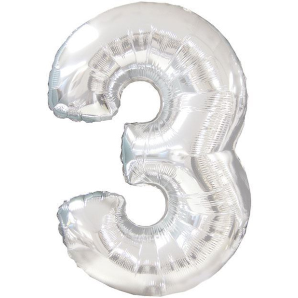 BALLOON FOIL - NUMBER 3 SILVER