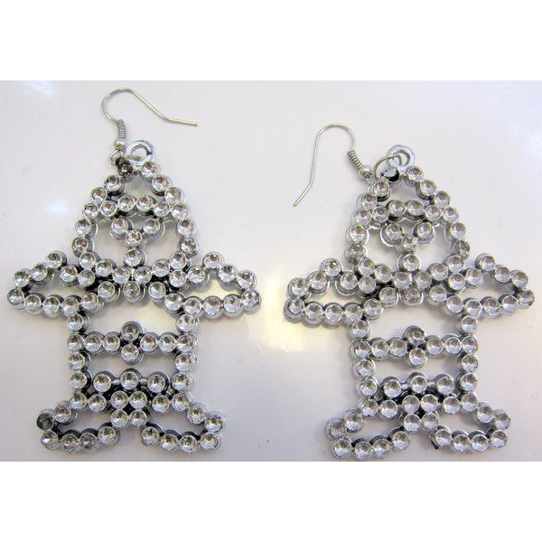 TEDDY BEAR SHAPED EARRINGS SILVER + CLEA