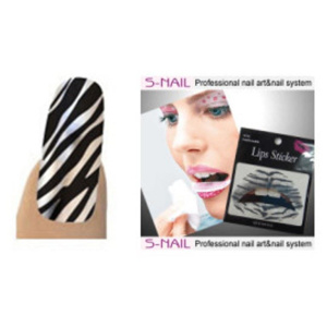 LIP TATTOO & 16 NAIL FOILS WHITE/BK STRP