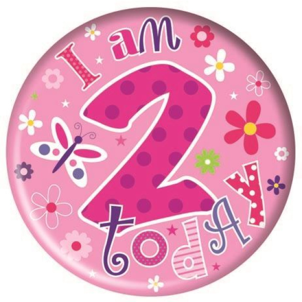 HAPPY BIRTHDAY AGE 2 BADGE GIRL 15CM