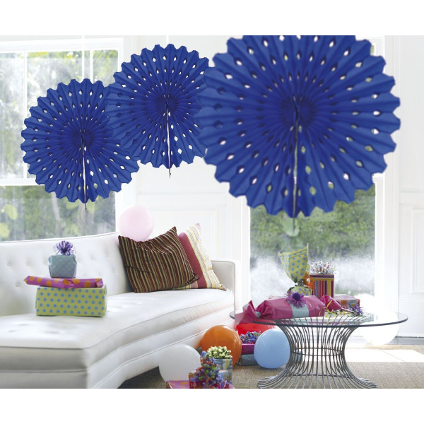 HONEYCOMB PAPER FAN BLUE 45CM