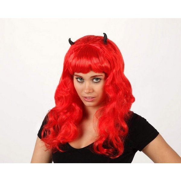 WIG DEMON WITH HORNS RED HAIR