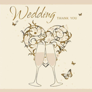 THANK YOU CARD WEDDING  FOIL 6 PK