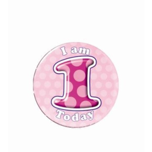 HAPPY BIRTHDAY AGE 1 BADGE - GIRL 5CM