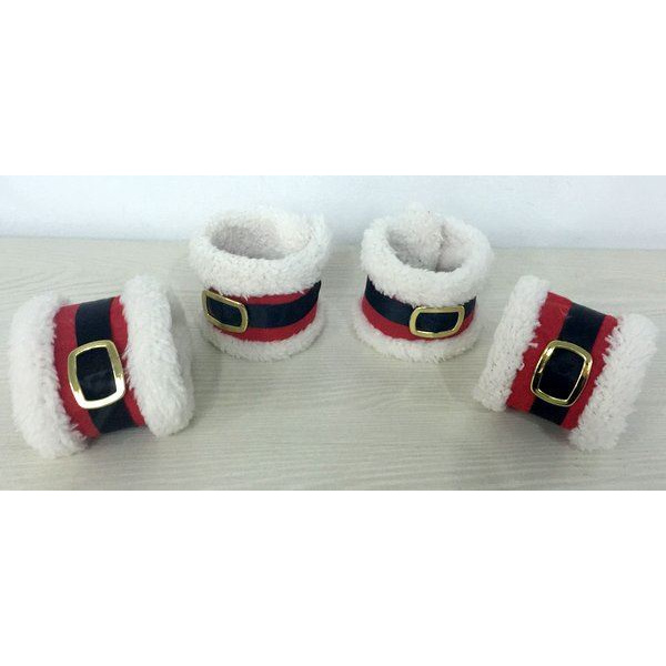 NAPKIN RINGS CHRISTMAS PLUSH WITH WHITE