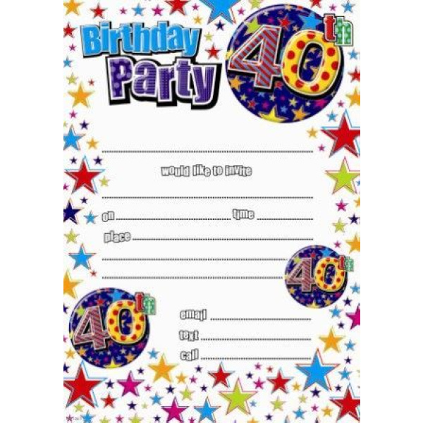 INVITATION BIRTHDAY 40TH 20 SHEETS