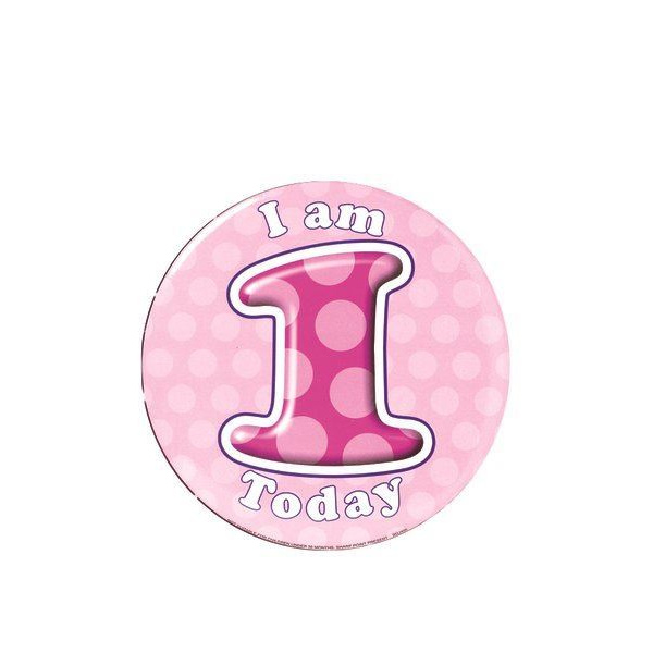 HAPPY BIRTHDAY AGE 1 BADGE - GIRL 15CM