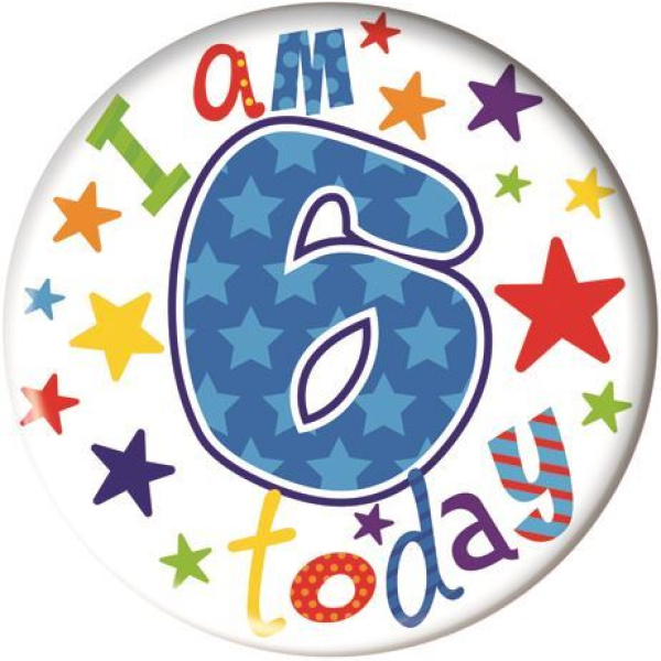 HAPPY BIRTHDAY AGE 6 BADGE - BOY 5CM