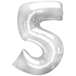 BALLOON FOIL - NUMBER 5 SILVER