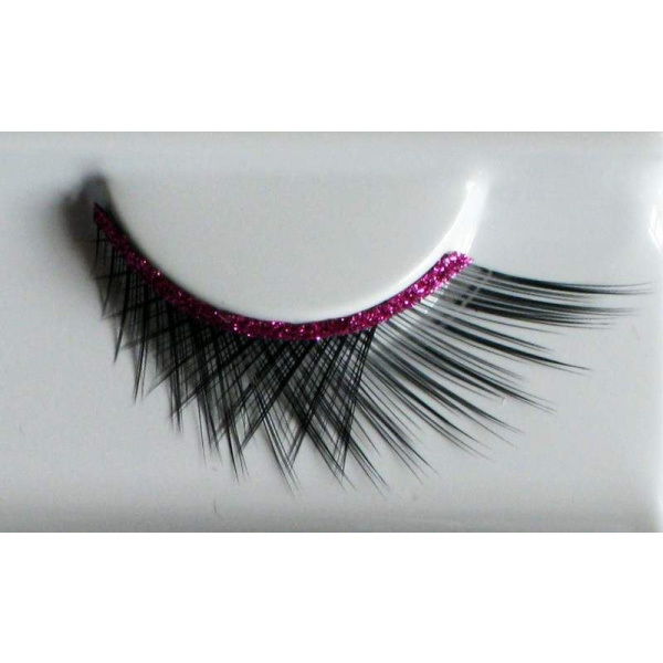 EYE LASHES CROSSED BLACK & PINK STRA