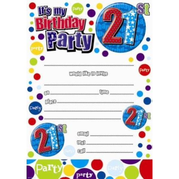 INVITATION BIRTHDAY 21ST 20 SHEETS