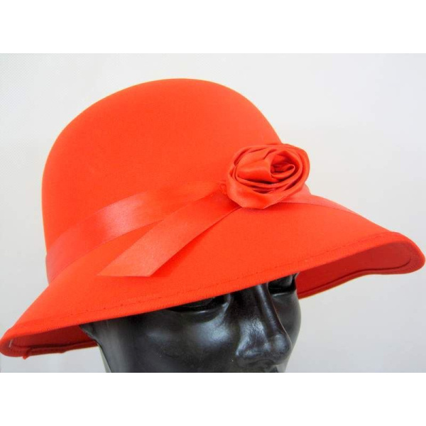 HAT BONNET SATIN FOR LADY 1920S RED