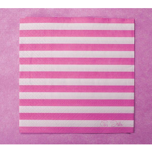 NAPKINS STRIPE 3PLY 33 X 33CM PINK