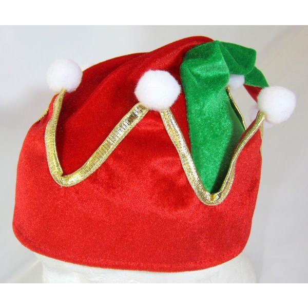 HAT ELF CROWN SHAPE GREEN & RED