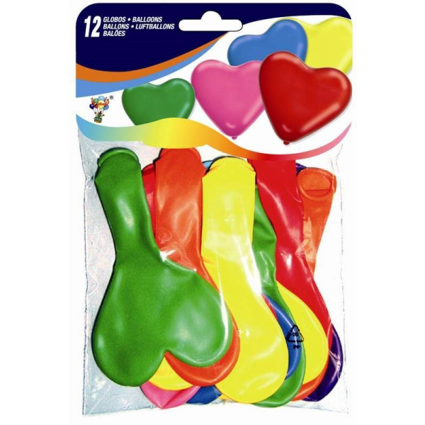 BALLOON HEART 31CM ASSTD 12S